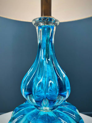 Mid-Century Modern Italian Blue Murano Table Lamp, c.1960’s