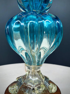Mid-Century Modern Italian Blue Murano Table Lamp, c.1960’s