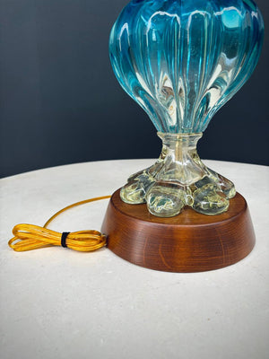 Mid-Century Modern Italian Blue Murano Table Lamp, c.1960’s