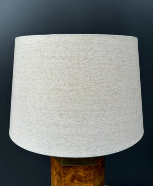 Mid-Century Modern Hexagonal Burl Wood & Brass Table Lamp , c.1960’s