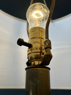 Mid-Century Modern Hexagonal Burl Wood & Brass Table Lamp , c.1960’s