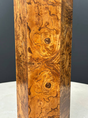 Mid-Century Modern Hexagonal Burl Wood & Brass Table Lamp , c.1960’s