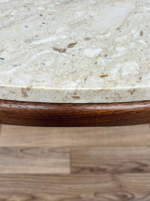 Mid-Century Modern Round Marble & Walnut Coffee Table by Lane, c.1960’s