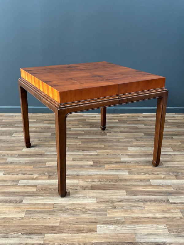 Mid-Century Modern Burlwood Expanding Butterfly Dining Table by Henredon