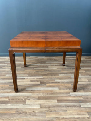 Mid-Century Modern Burlwood Expanding Butterfly Dining Table by Henredon