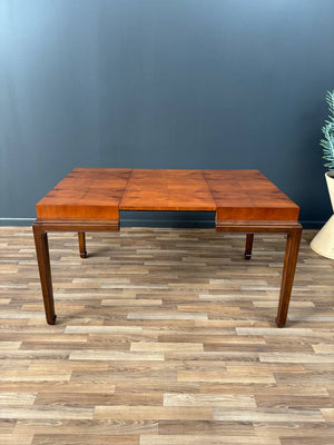 Mid-Century Modern Burlwood Expanding Butterfly Dining Table by Henredon