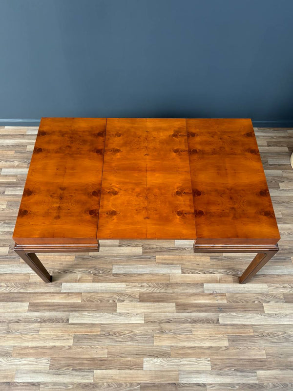 Mid-Century Modern Burlwood Expanding Butterfly Dining Table by Henredon