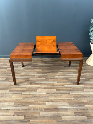 Mid-Century Modern Burlwood Expanding Butterfly Dining Table by Henredon
