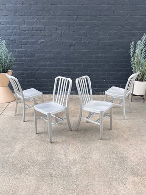 Set of 4 Navy Industrial Aluminum Dining Chairs