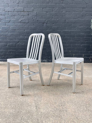 Set of 4 Navy Industrial Aluminum Dining Chairs