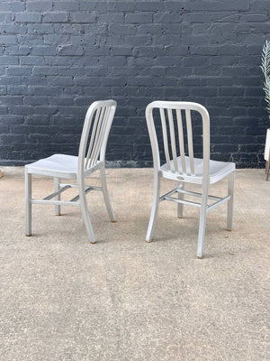 Set of 4 Navy Industrial Aluminum Dining Chairs