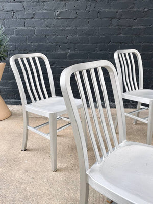 Set of 4 Navy Industrial Aluminum Dining Chairs