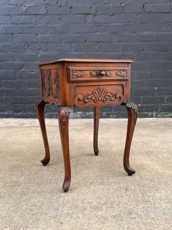 Antique French Louis XV Carved Mahogany Night Stand, c.1930’s