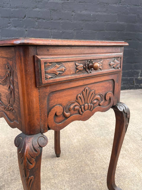 Antique French Louis XV Carved Mahogany Night Stand, c.1930’s