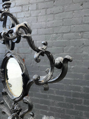 Vintage American Cast Iron Ornate Coat Rack with Mirror, c.1930’s