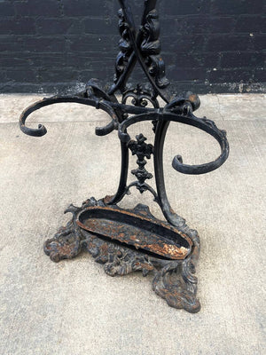 Vintage American Cast Iron Ornate Coat Rack with Mirror, c.1930’s