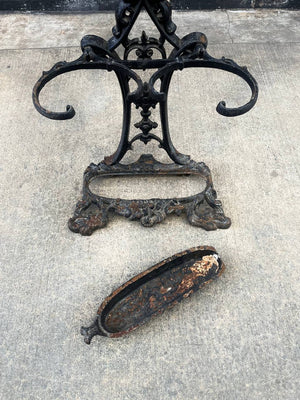 Vintage American Cast Iron Ornate Coat Rack with Mirror, c.1930’s