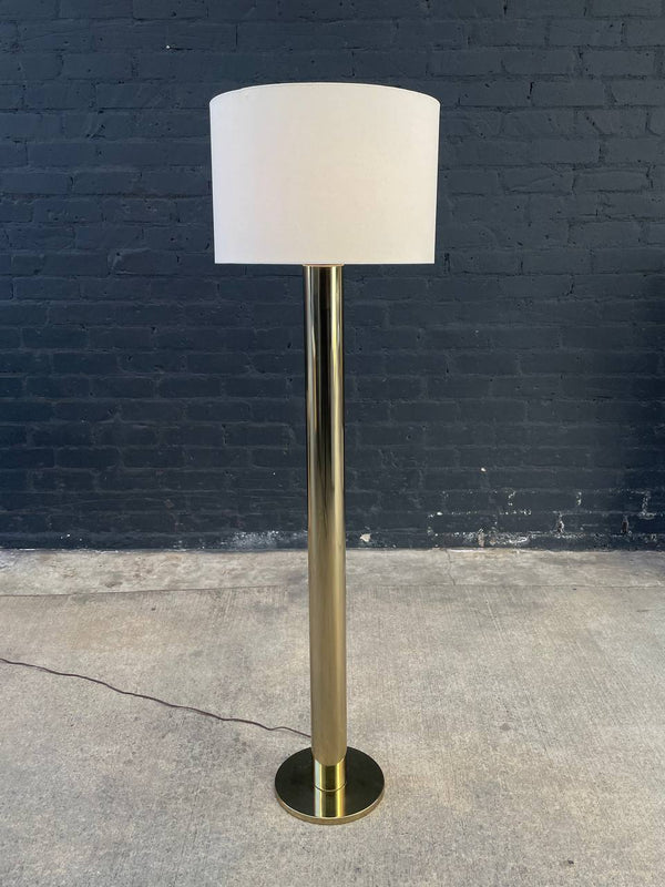 Mid-Century Modern Column Style Brass Floor Lamp, c.1960’s