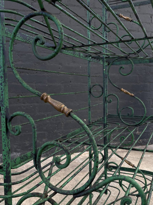 Rustic French Wrought Iron & Brass Bakers Rack, c.1960’s