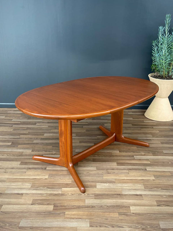 Expanding Mid-Century Danish Pedestal Teak Dining Table, c.1960’s