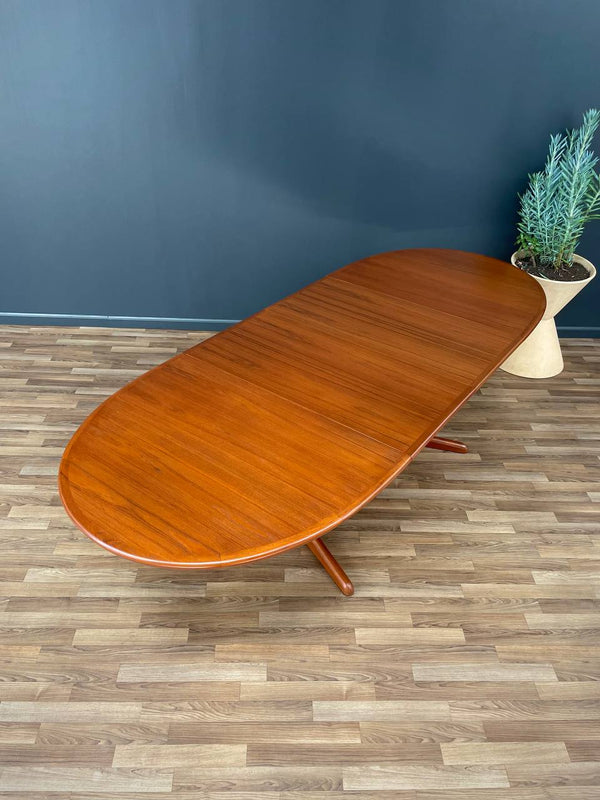 Expanding Mid-Century Danish Pedestal Teak Dining Table, c.1960’s