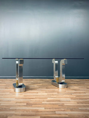 Marcello Mioni Stainless Steel & Brass Dining Table, c.1980’s