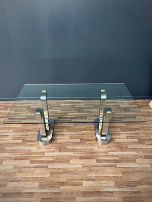 Marcello Mioni Stainless Steel & Brass Dining Table, c.1980’s