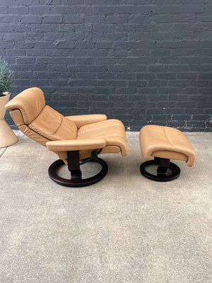 Ekornes Stressless Tan Leather Reclining Chair with Ottoman