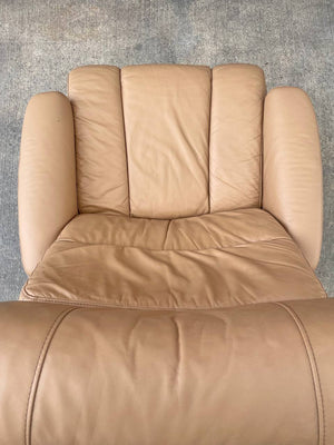 Ekornes Stressless Tan Leather Reclining Chair with Ottoman