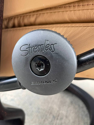 Ekornes Stressless Tan Leather Reclining Chair with Ottoman