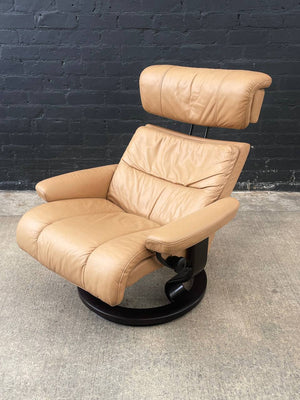 Ekornes Stressless Tan Leather Reclining Chair with Ottoman