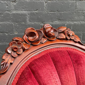 American Antique Victorian Style Mahogany Carved Lounge Chairs, c.1950’s