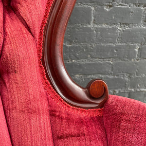 American Antique Victorian Style Mahogany Carved Lounge Chairs, c.1950’s