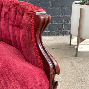 American Antique Victorian Style Mahogany Carved Lounge Chairs, c.1950’s
