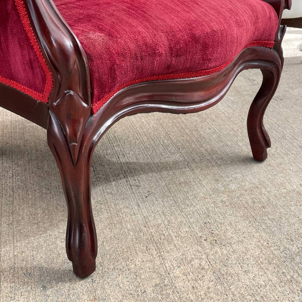 American Antique Victorian Style Mahogany Carved Lounge Chairs, c.1950’s