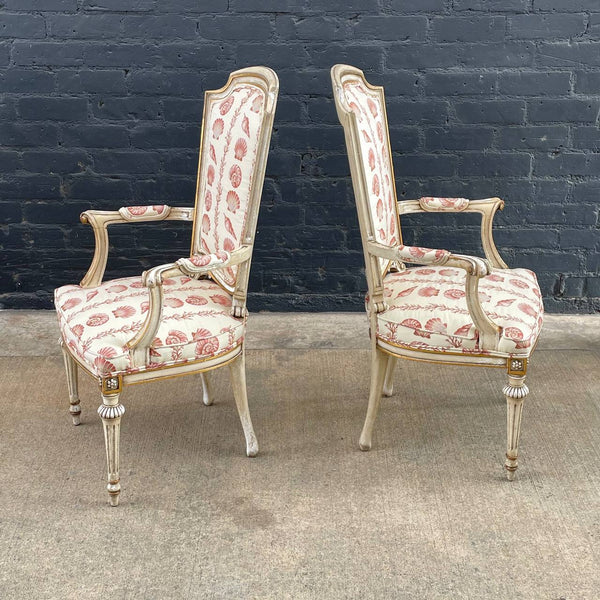 Pair of French Antique Louis XVI Carved Arm Chairs, c.1960’s