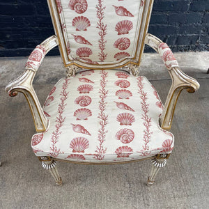 Pair of French Antique Louis XVI Carved Arm Chairs, c.1960’s