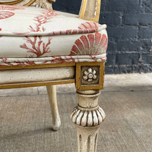 Pair of French Antique Louis XVI Carved Arm Chairs, c.1960’s