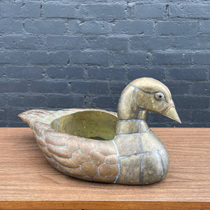 Vintage Mid-Century Modern Sergio Bustamante Style Metal Duck Planter, c.1960’s