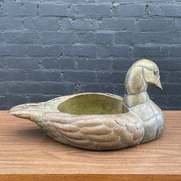 Vintage Mid-Century Modern Sergio Bustamante Style Metal Duck Planter, c.1960’s
