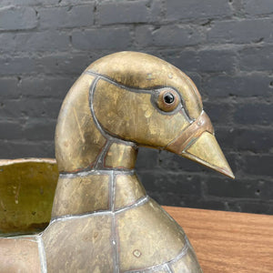 Vintage Mid-Century Modern Sergio Bustamante Style Metal Duck Planter, c.1960’s