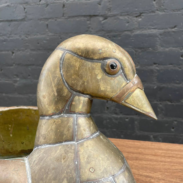 Vintage Mid-Century Modern Sergio Bustamante Style Metal Duck Planter, c.1960’s