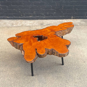Vintage Mid-Century Modern Live Edge Coffee Table with Iron Base , c.1960’s