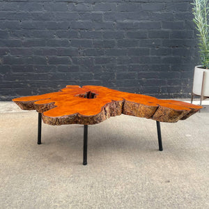 Vintage Mid-Century Modern Live Edge Coffee Table with Iron Base , c.1960’s