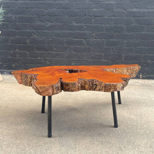 Vintage Mid-Century Modern Live Edge Coffee Table with Iron Base , c.1960’s