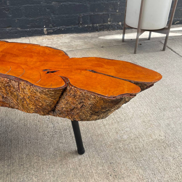 Vintage Mid-Century Modern Live Edge Coffee Table with Iron Base , c.1960’s
