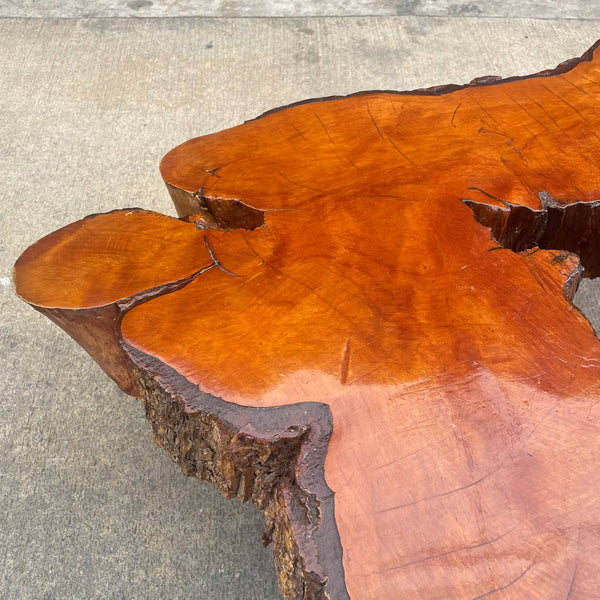 Vintage Mid-Century Modern Live Edge Coffee Table with Iron Base , c.1960’s