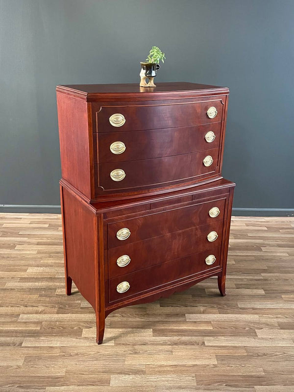 American Federal Mahogany Highboy Dresser, c.1950’s