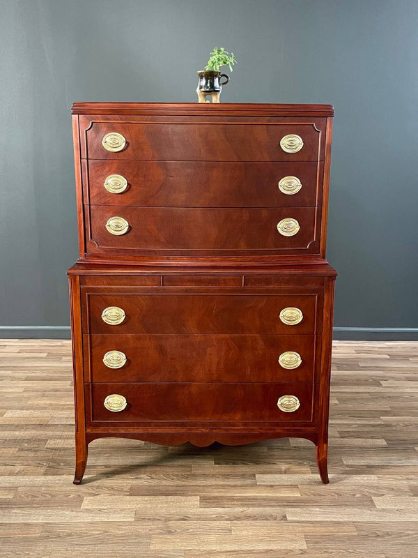 American Federal Mahogany Highboy Dresser, c.1950’s