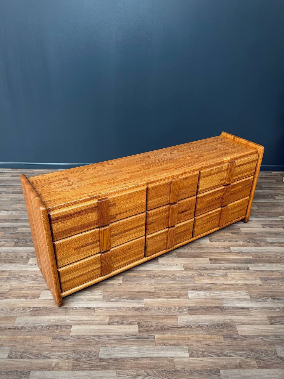 post modern dresser Vintage Lacquered by Roger Rougier, c.1980's Vintage Supply Crafted with knot Vintage Post Modern LANE Cream